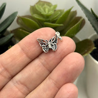 Sterling Silver Butterfly Charm, 17x14mm