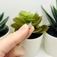 Platinum Cubic Zirconia Micro Pave Flower Charm, 10x9 mm