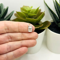 Sterling Silver Rectangle Heart Charms, 10x6mm