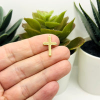 18k Gold Cross Charm, 18x11mm