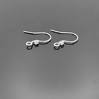 Sterling Silver Earring Hooks with Rhinestones, 2 Pieces