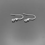 Sterling Silver Earring Hooks with Rhinestones, 2 Pieces