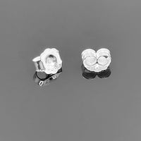 A pair of sterling silver butterfly-style earring backs (friction clutches) with a polished finish, displayed on a white background.