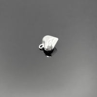 A 10 × 8 mm sterling silver heart charm with a small loop hole, displayed on a white background showcasing its polished finish.