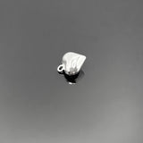 A 10 × 8 mm sterling silver heart charm with a small loop hole, displayed on a white background showcasing its polished finish.