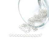 A 5 cm silver-toned extender chain made of plated iron, displaying oval links and a clasp on a white background