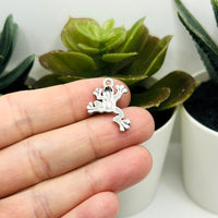 Antique Silver Frog Charms, 17x22mm
