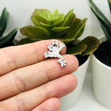 Antique Silver Frog Charms, 17x22mm