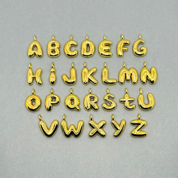 18K gold-tone capital letter initial charm (10×6 mm) shown individually against a clean white background, highlighting its elegant, minimalist design.
