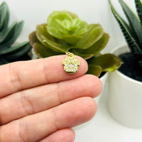 18k Gold Micro Pave Paw Print Charm, 16x11mm