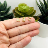 18k Gold and Cubic Zirconia Capital Letter Initial Charm, 9x6mm