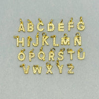 18k Gold and Cubic Zirconia Capital Letter Initial Charm, 9x6mm