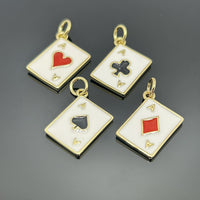 18k Gold and Enamel Playing Card Charms, 19 x 12 mm
