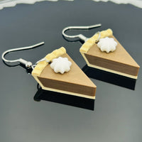 Chocolate Pie Earrings with Whipped Cream