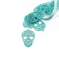 1, 4, 20 or 50 Pieces: Light Blue Sugar Skull Day of the Dead Dia De Los Muertos Skeleton Charms