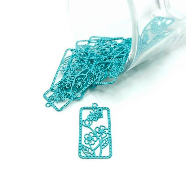 1, 4, 20 or 50 Pieces: Light Blue Flower and Butterfly Charms