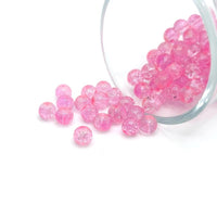1 strand (aprx 133 beads) 6 mm Pink Glass Crackle Beads