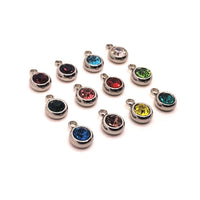 12 or 60 Pieces: 201 Stainless Steel Birthstone Rhinestone Charm Set