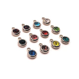12 or 60 Pieces: 201 Stainless Steel Birthstone Rhinestone Charm Set