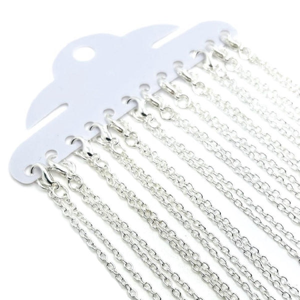 12 or 72 Pieces: 24" Pre-made Silver Plated Necklace Chains