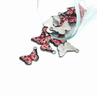 4, 20 or 50 Pieces: Pink and Black Butterfly Charms