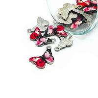 4, 20 or 50 Pieces: Pink and Black Butterfly Charms