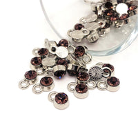 4, 20 or 50 Pieces: Small Pink Mauve June Birthstone Rhinestone Charms