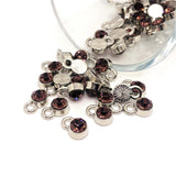 4, 20 or 50 Pieces: Small Pink Mauve June Birthstone Rhinestone Charms