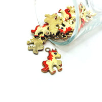 4 or 12 Pieces: Pink and White Enamel Unicorn Charms