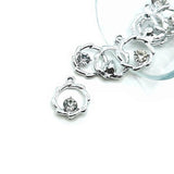 1, 4, 20 or 50 Pieces: Silver Plated Round Pendant with Rhinestone Charms