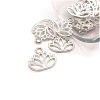 Silver Plated Lotus Flower Charms, 14x16mm