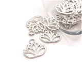 Silver Plated Lotus Flower Charms, 14x16mm