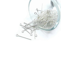 100 or 500 Pieces: 22 mm Silver Plated Eye Pins, 21 gauge