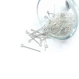 100 or 500 Pieces: 22 mm Silver Plated Eye Pins, 21 gauge