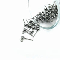 4, 20 or 50 Pieces: Silver 304 Stainless Steel Stud Earring Ball with Loop