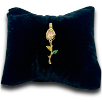 18k Gold and Pink Cubic Zirconia Tulip Charm, 38x12 mm