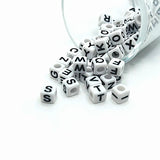 200 Pieces: Black and White Mixed Square Alphabet Beads
