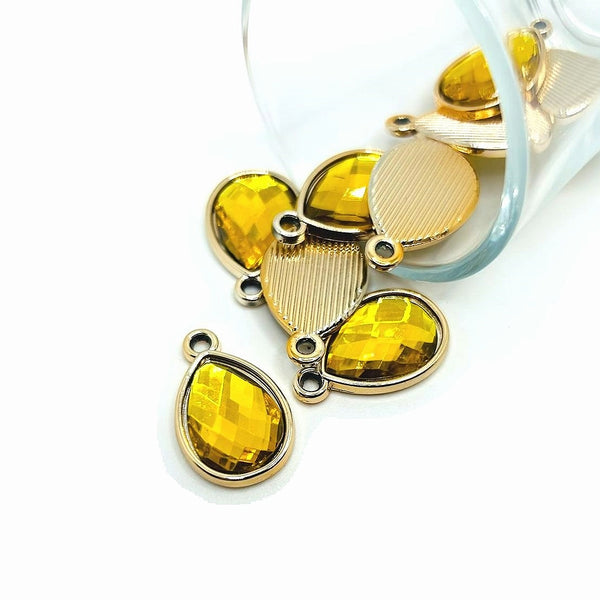 4, 20 or 50 Pieces: Yellow and Gold Acrylic Teardrop Charms