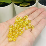 1 strand (aprx 133 beads) 6 mm Yellow Glass Crackle Beads