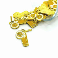 4, 20 or 50 Pieces: Yellow Enamel Lemonade Charms