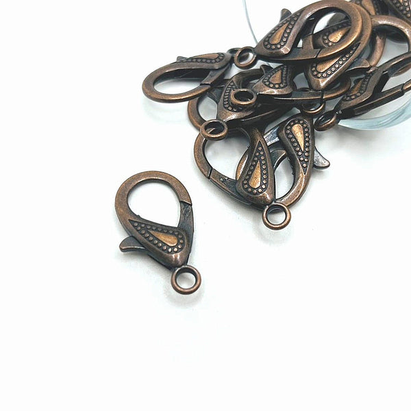 4, 20 or 50 Pcs: 16 x 31 mm Jumbo Antiqued Red Copper Decorative Lobster Clasps