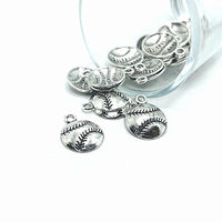Silver Baseball Softball Sport Charms, 18x14.5mm