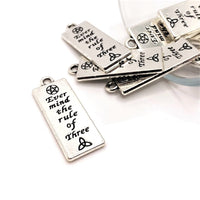 4 or 20 Pieces: Silver Ever Mind the Rule of Three Wiccan Charms - Double Sided