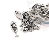 4, 20 or 50 Pieces: Silver Champagne Flute Charms