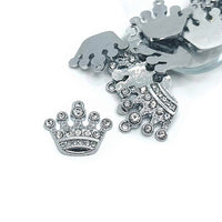 4, 20 or 50 Pieces: Silver and Diamond Rhinestone Crown Charms