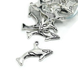 4, 20 or 50 Pieces: Silver Killer Whale Orca Charms