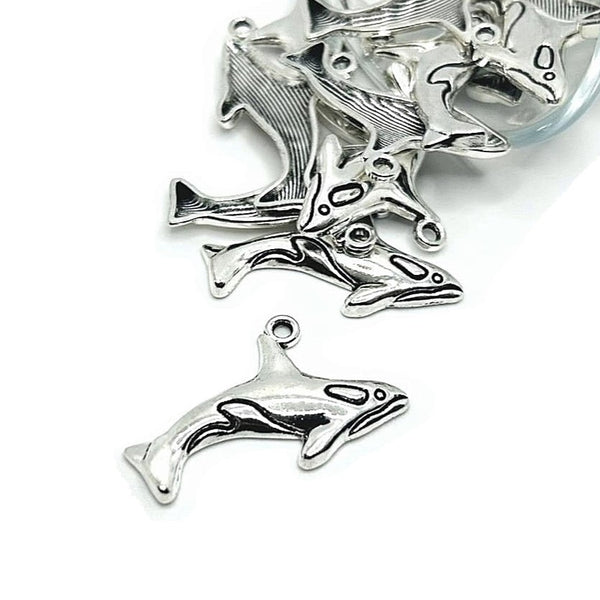 4, 20 or 50 Pieces: Silver Killer Whale Orca Charms