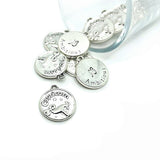 Silver Capricorn Zodiac/Astrology Coin Charms, 17x20mm