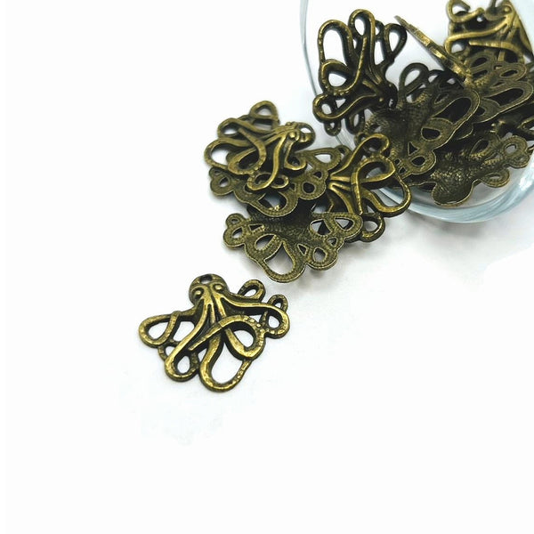 4, 20 or 50 Pieces: Bronze Octopus Cthulhu Charms