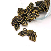 4, 20 or 50 Pieces: Bronze Rainbow with Cloud Charms - Double Sided